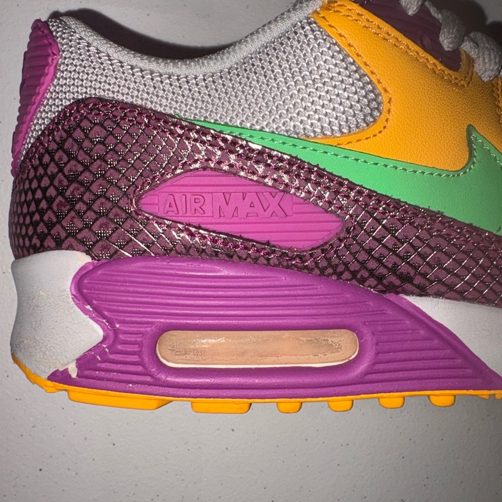 Nike Women’s Air Max 90 Sneakers in Yellow, Purple, and Green - Picture 7 of 10